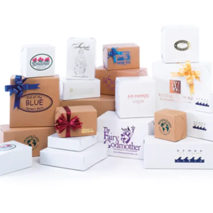 Natural Kraft & White Gloss Locked Corner Gift Boxes