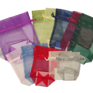 Drawstring Organza Pouches With Gusset & Cardboard Bottom